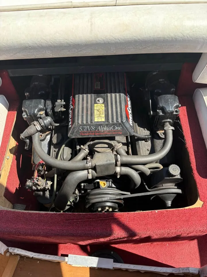 5.7 L Alpha One engine in the Wellcraft 216 Eclipse engine bay